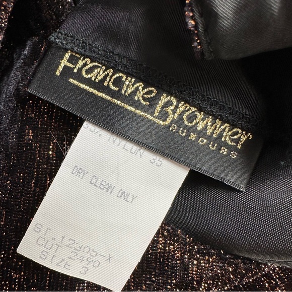 Vintage Francine Browner Women's Size 3 Copper Black Shimmer Top Bow Feathers - Picture 14 of 15